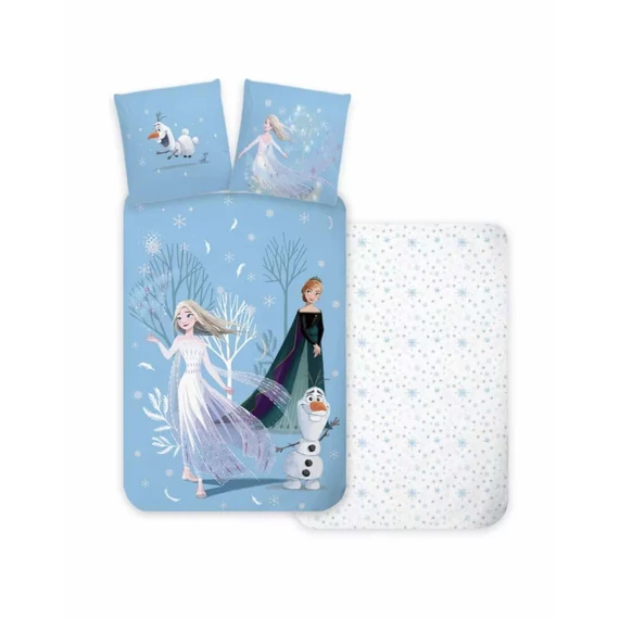 Disney Jégvarázs ágyneműhuzat szett – Elsa, Anna és Olaf mintával
