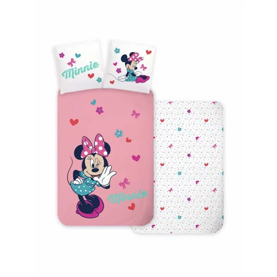 Disney Minnie egér ágyneműhuzat szett – szívecskés, virágos mintával