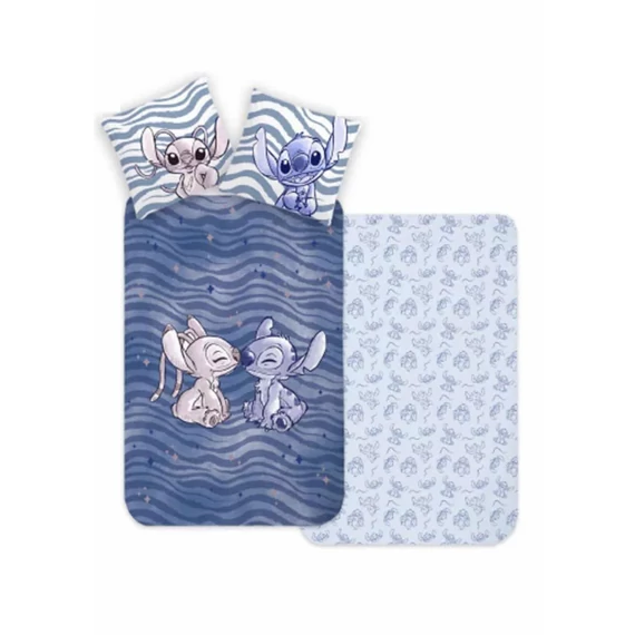 Lilo és Stitch gyerek ágyneműhuzat szett – kék, hullámos mintás
