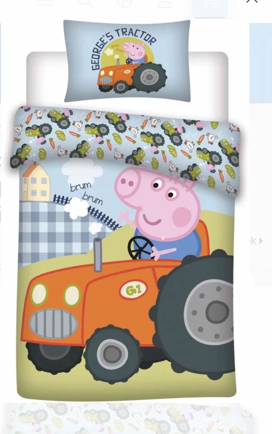 Peppa malac ágyneműhuzat szett – George traktorral
