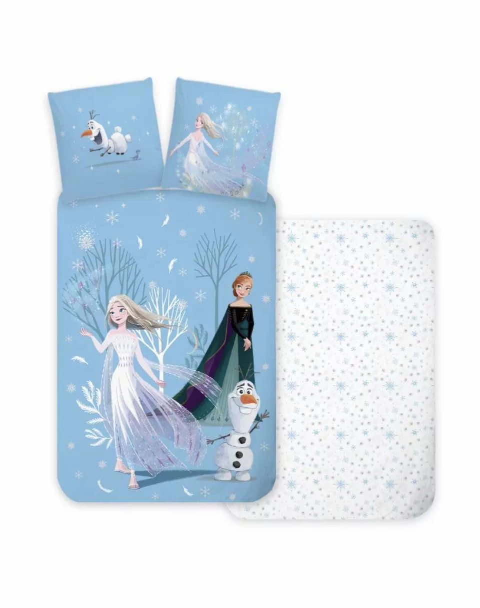 Disney Jégvarázs ágyneműhuzat szett – Elsa, Anna és Olaf mintával