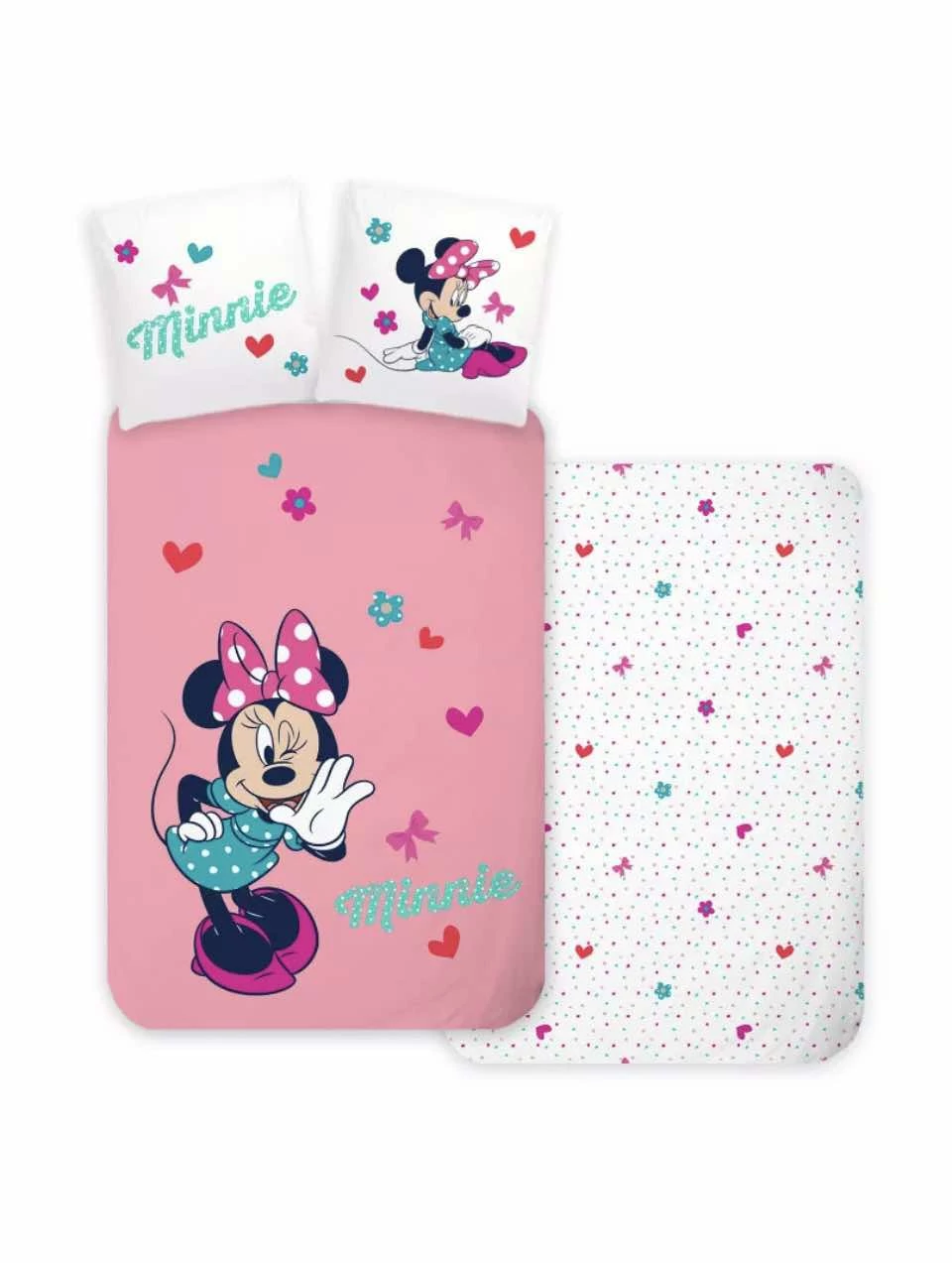 Disney Minnie egér ágyneműhuzat szett – szívecskés, virágos mintával