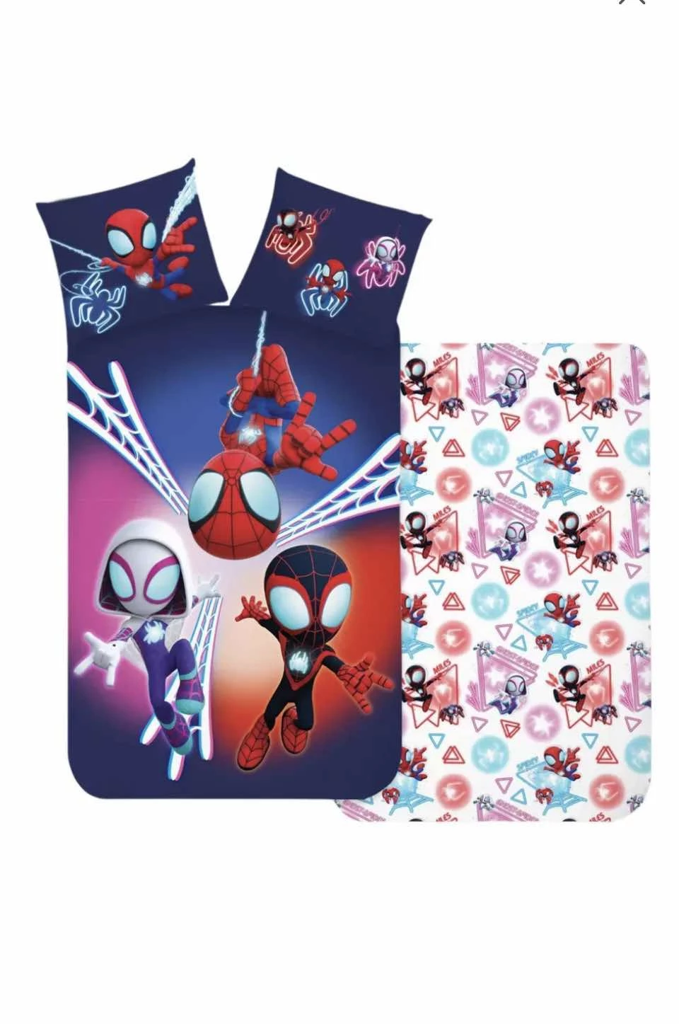 Spider-Verse ágyneműhuzat szett – Pókember, Miles Morales és Spider-Gwen