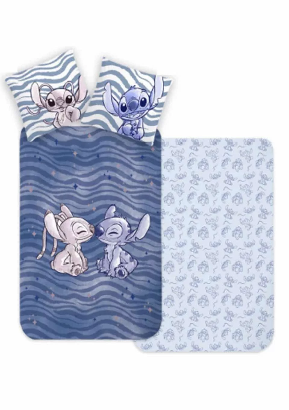 Lilo és Stitch gyerek ágyneműhuzat szett – kék, hullámos mintás
