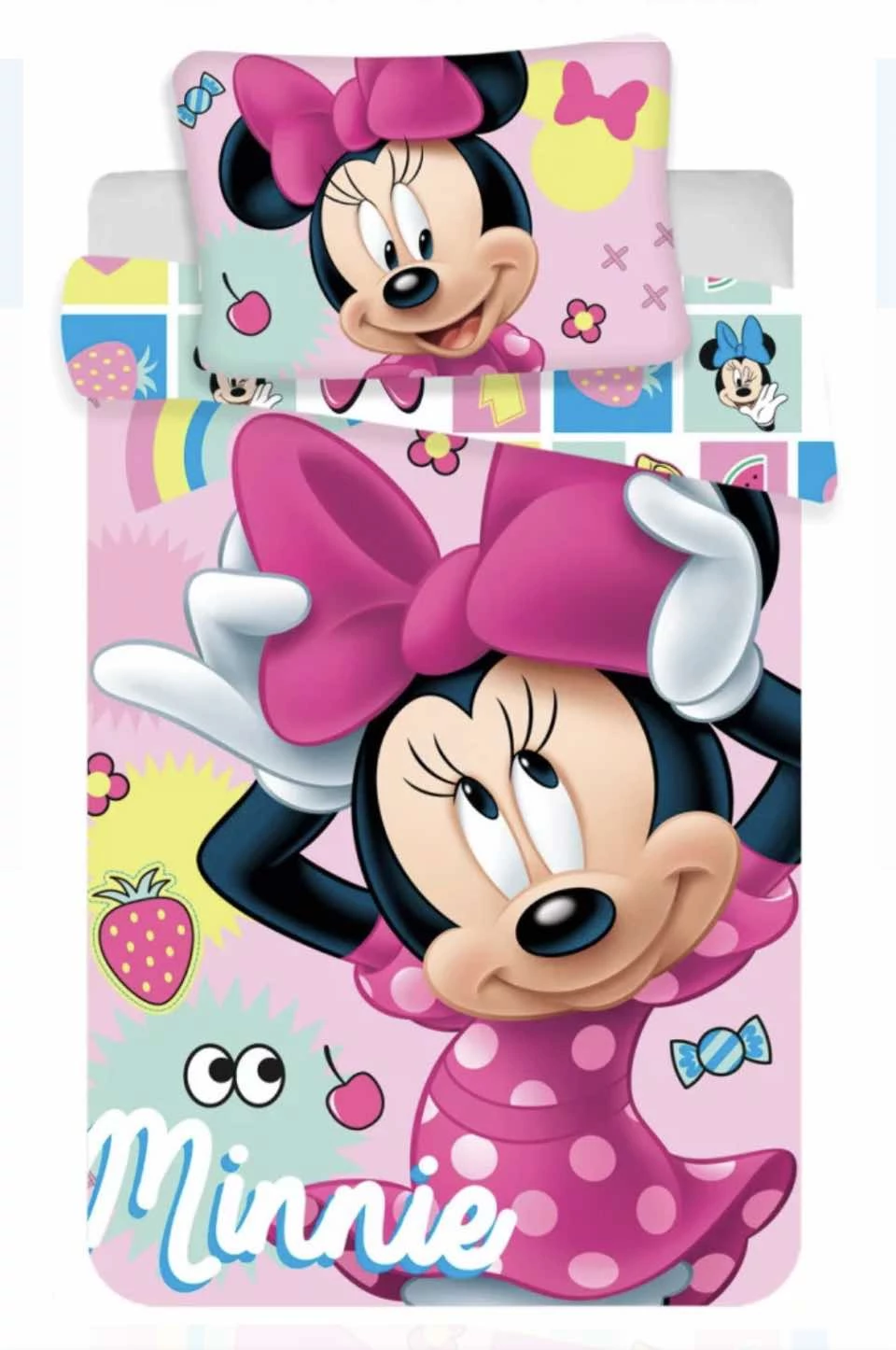Minnie egér – Pink masnis gyerek ágyneműhuzat szett